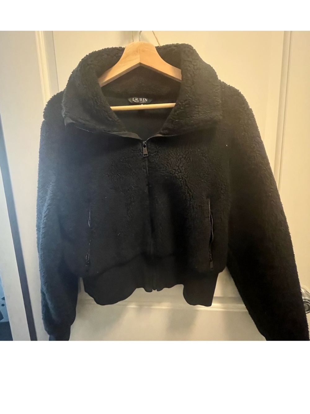 Ralph Lauren Black Teddy Sherpa Zip Jacket